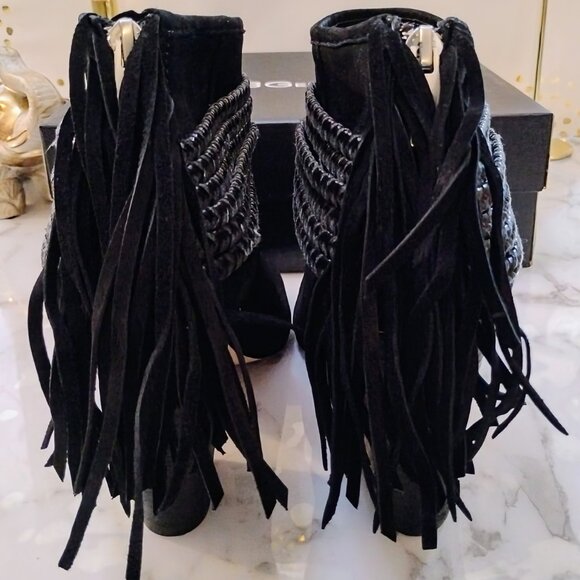 BCBGENERATION BG-CINDER BLACK BRAIDED ANKLE BOOTS - Women's Size 10M - Picture 5 of 8